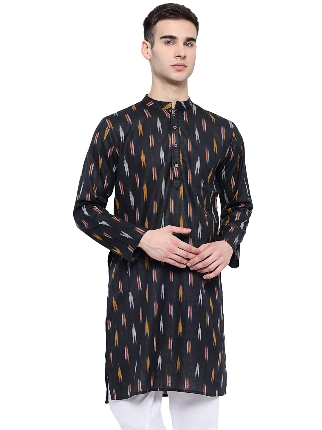 Kurta For Men South Cotton Khadi Look in Mix Ikkat Patterns Kurta