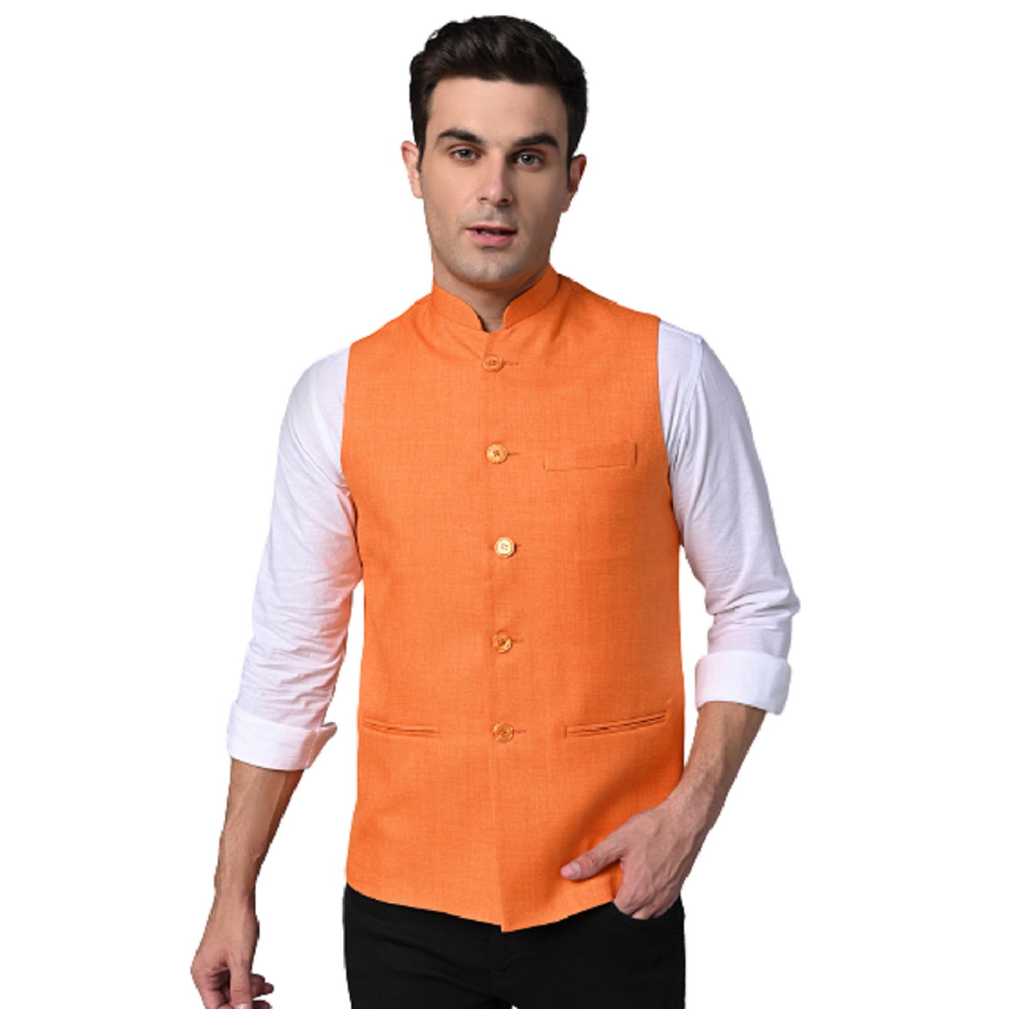 Vastraa Fusion Men's Indian Traditional Cotton Nehru Jacket/Waistcoat