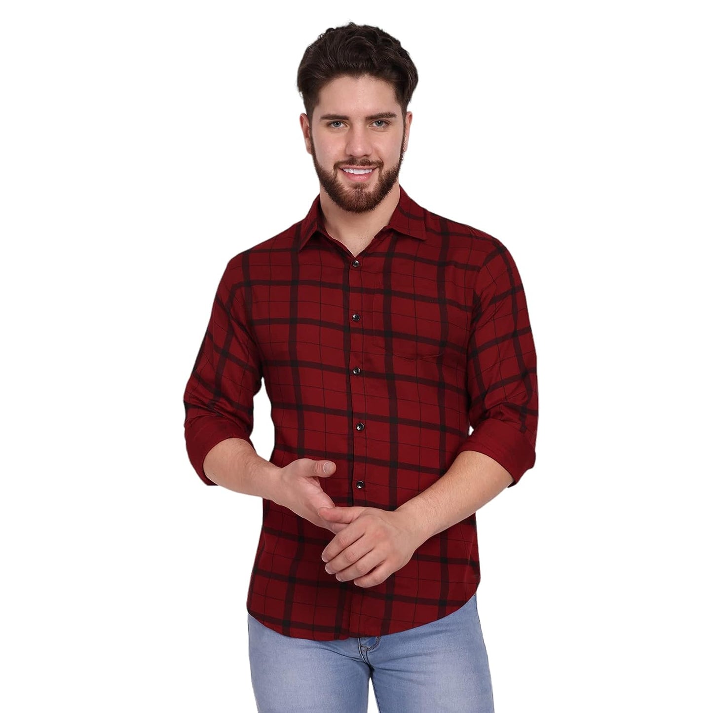 Vastraa Fusion Men's Rayon Checkered Shirt