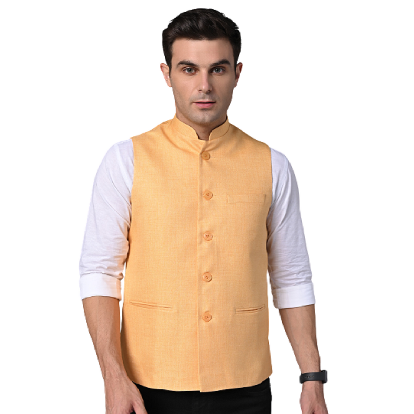 Vastraa Fusion Men's Indian Traditional Cotton Nehru Jacket/Waistcoat