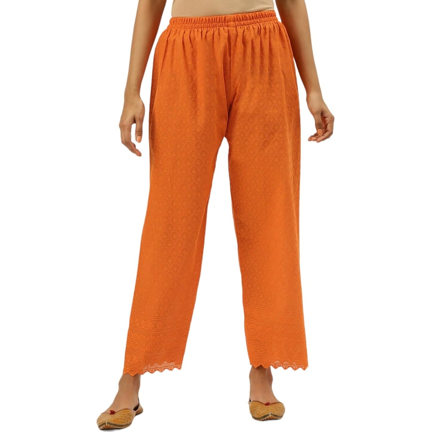 Vastraa Fusion Women's Regular Fit Cotton Chikan Palazzo