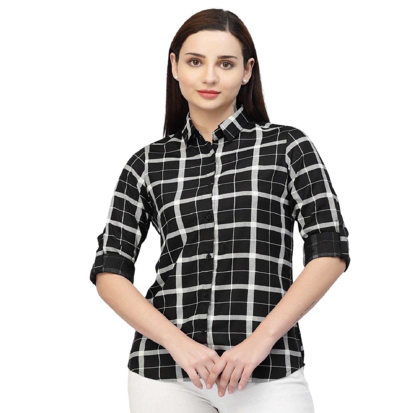 Vastraa Fusion Women's Rayon Checkered Shirt