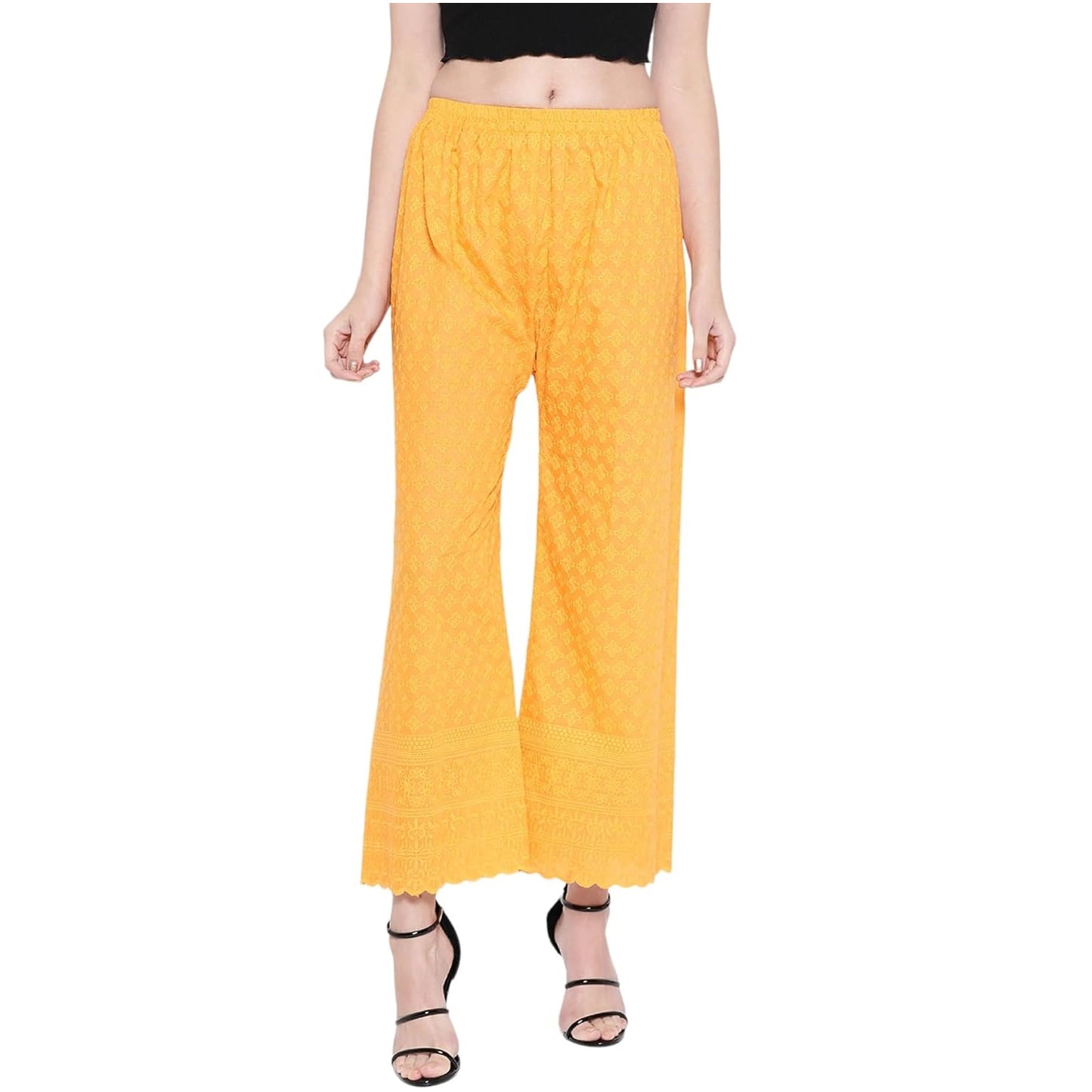 Vastraa Fusion Women's Regular Fit Cotton Chikan Palazzo
