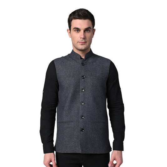 Vastraa Fusion Modi Jacket Waistcoat Solid Pattern Woolen Nehru Jacket