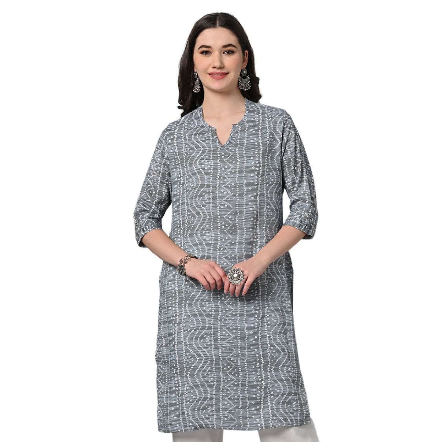 Vastraa Fusion Women's Rayon Festival and Regular Wear Bandhani Kurtis