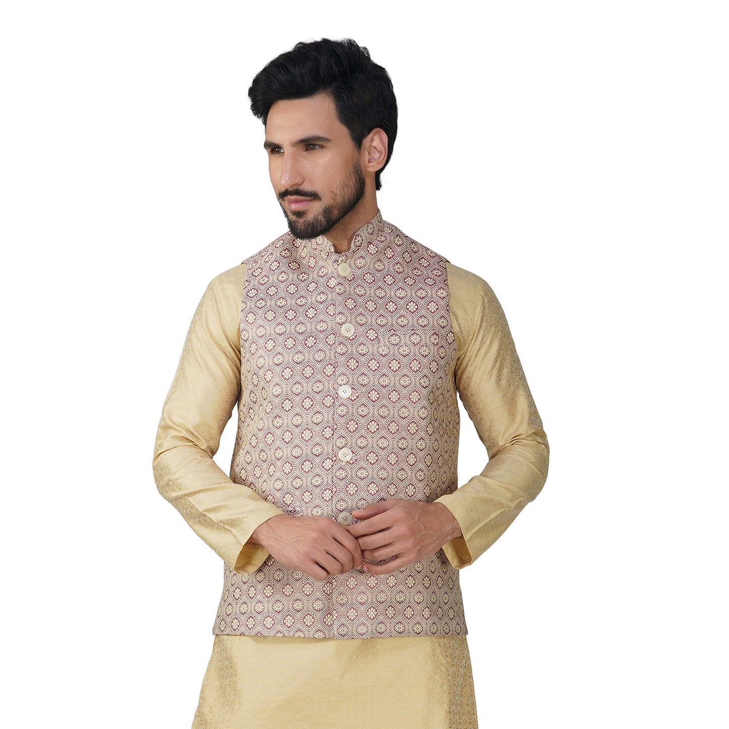 Men's Embroidery Silk Traditional Ethnic Nehru Jacket