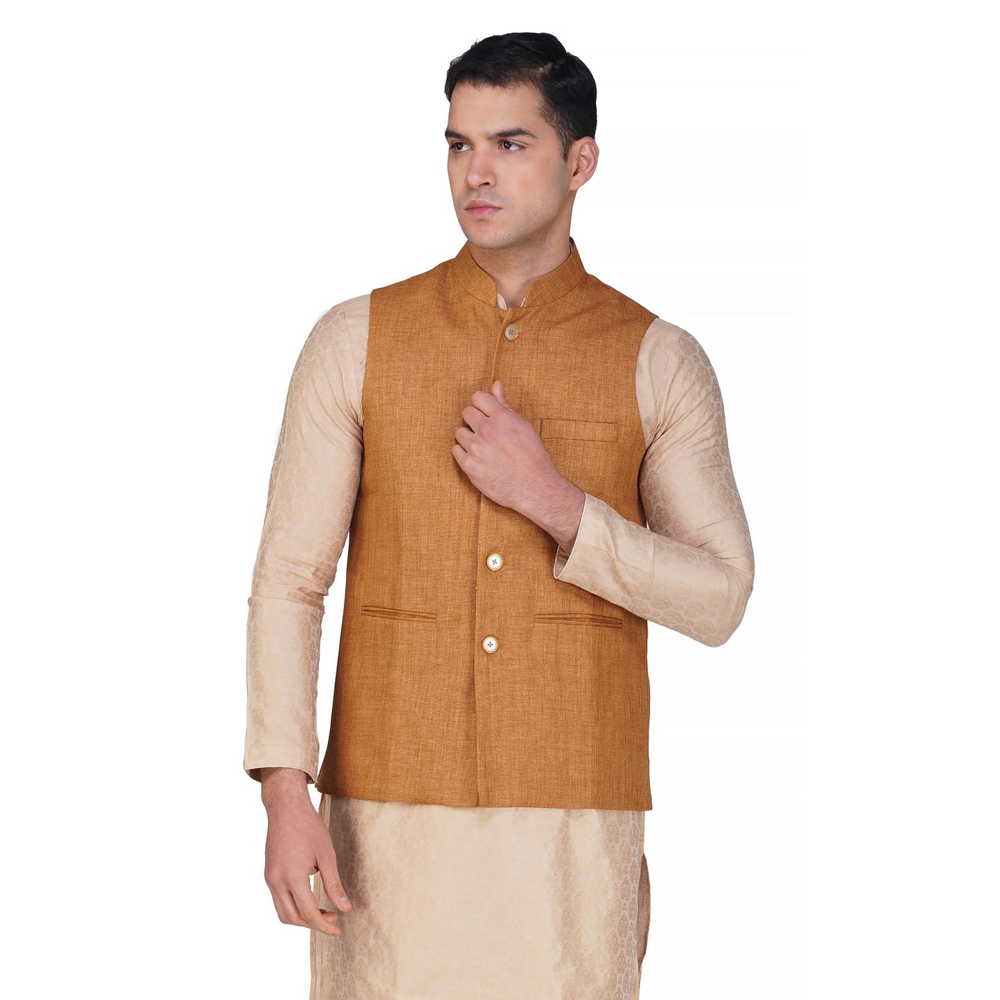 Vastraa Fusion Men's Indian Traditional Cotton Nehru Jacket/Waistcoat