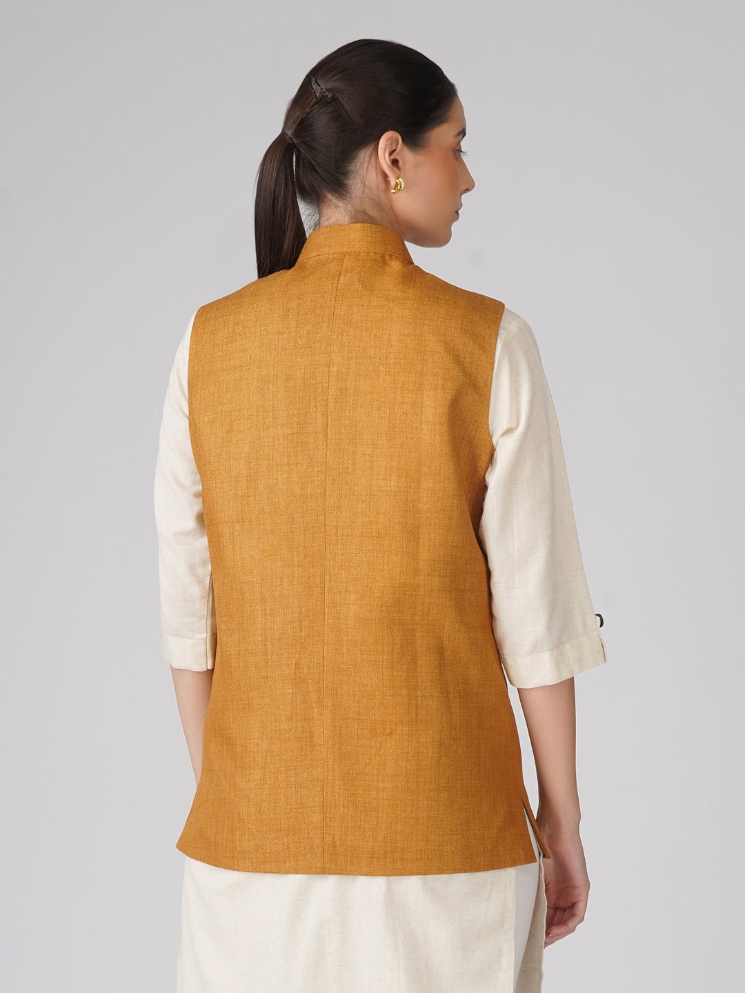 Vastraa Fusion Solid Indian Traditional Ethnic Waistcoat Festive Nehru jacket for Women