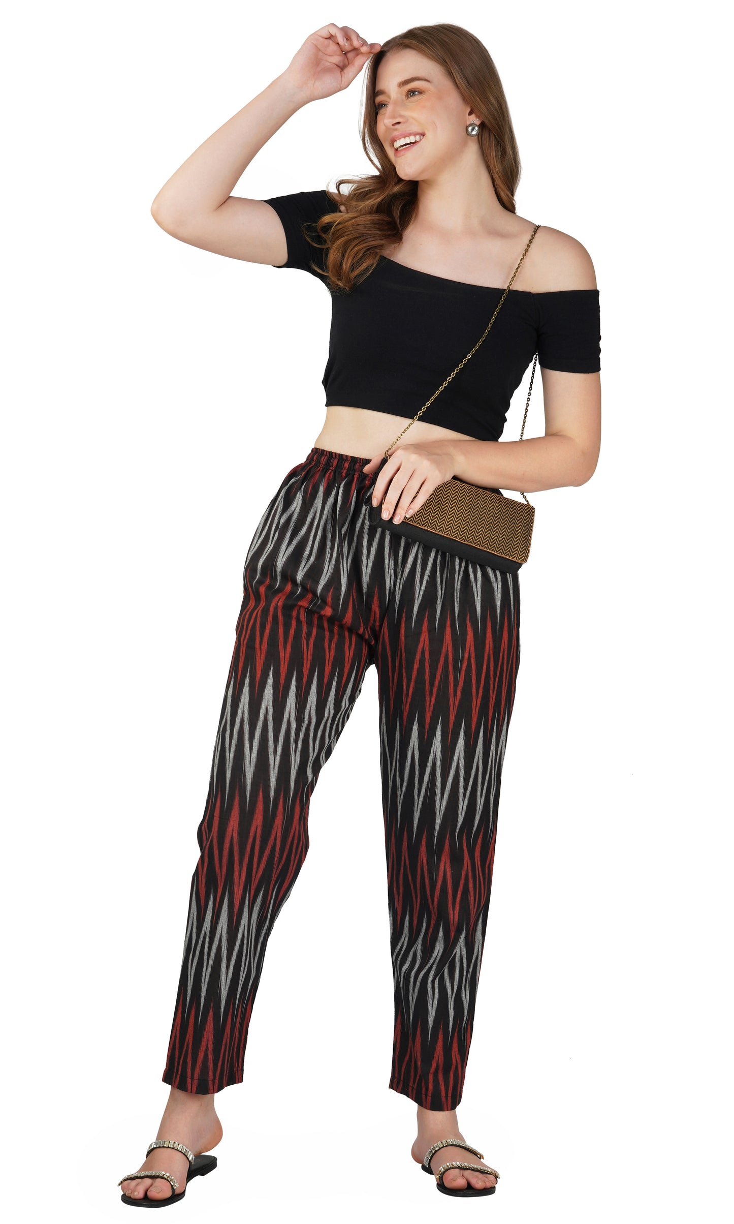 Women's Regular Fit Ikat Pattern Cotton Palazzo