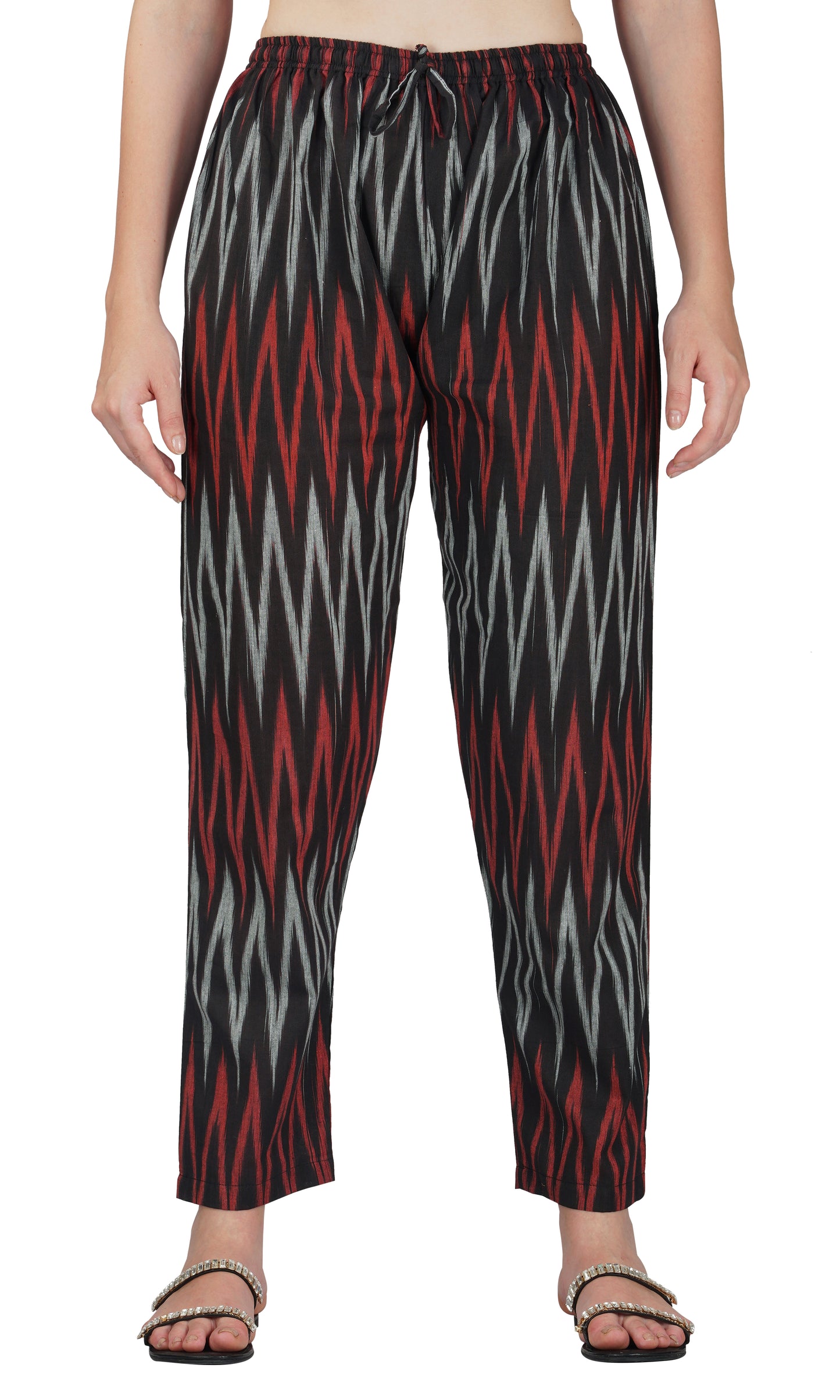Women's Regular Fit Ikat Pattern Cotton Palazzo