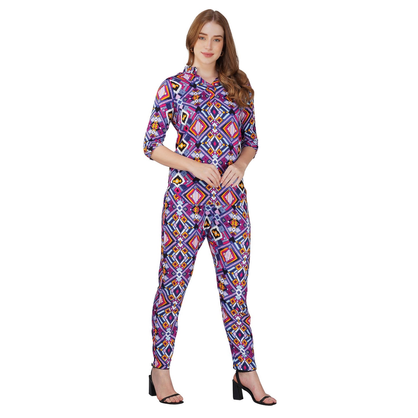 Vastraa Fusion Women Co Ord Set Printed Shirt & Bottom Set for Women Two-Piece Outfit