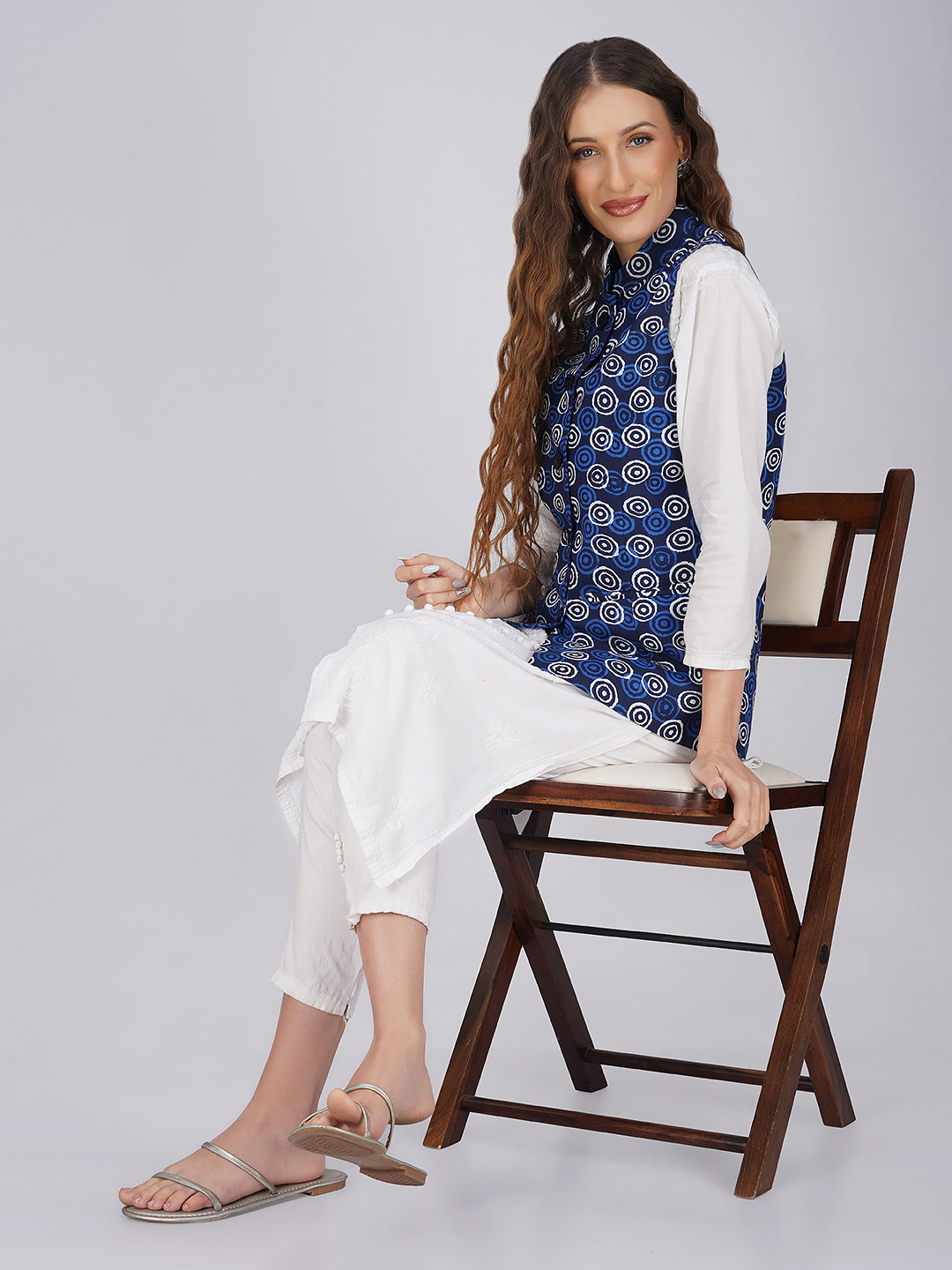 Ladies Modi Jacket / Waistcoat - Printed Look Designer Patterns - Cotton Nehru Jacket