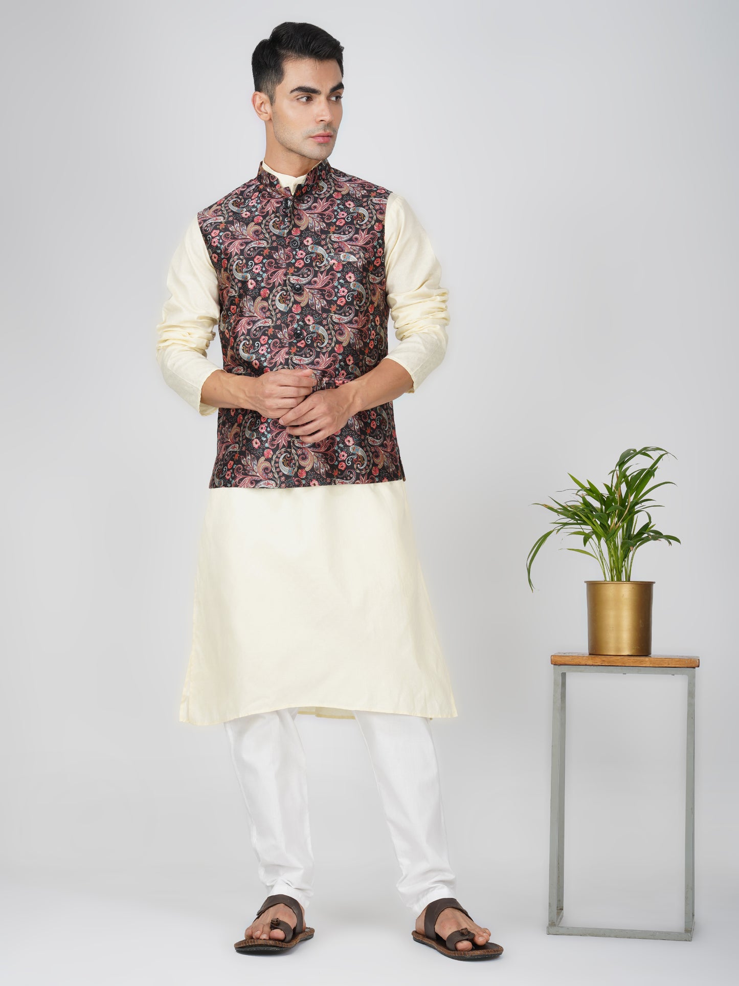 Men's Digital Printed - Mango Silk Nehru Jacket Ladies Modi Jacket / Waistcoat