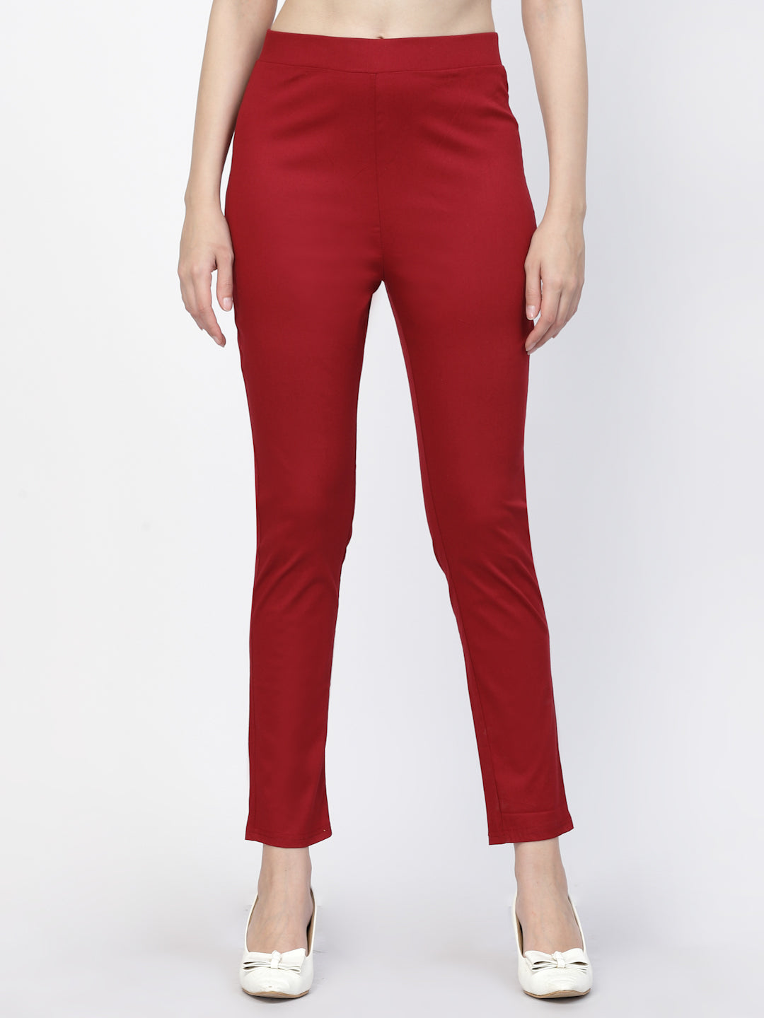 Vastraa Fusion Glamarours Cotton Stretchable Casual Cigarette Lycra Pants for Ladies/Women