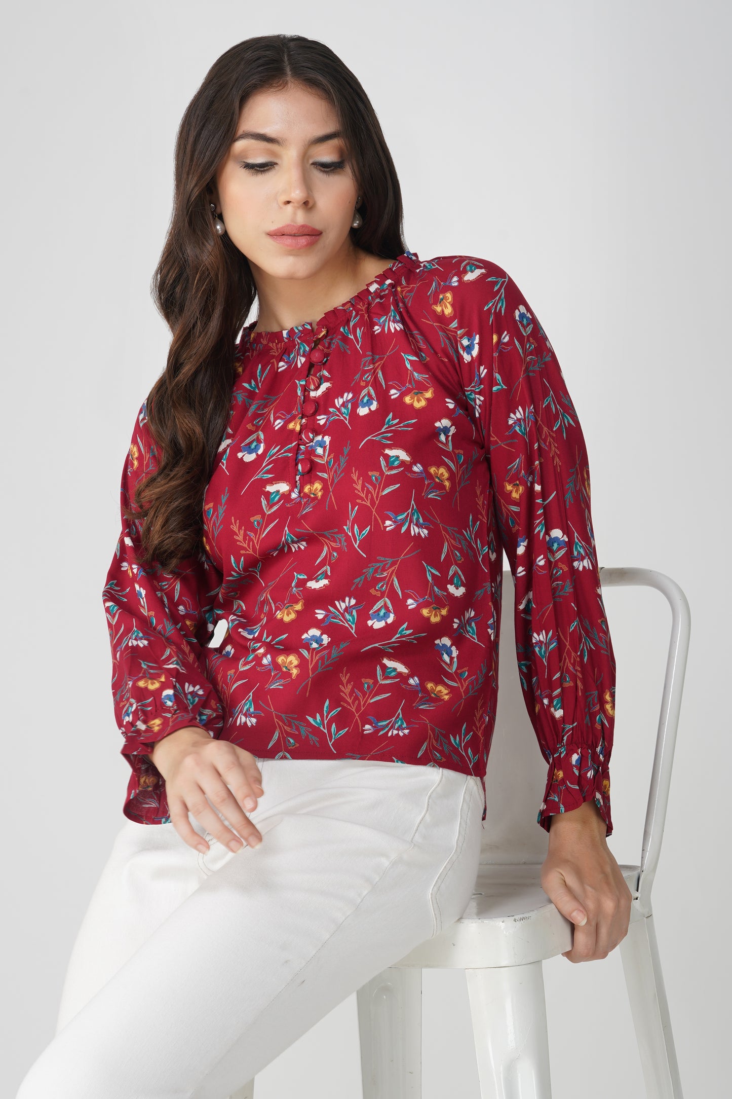 Vastraa Fusion Rayon Printed Regular Fit Tops for Women's