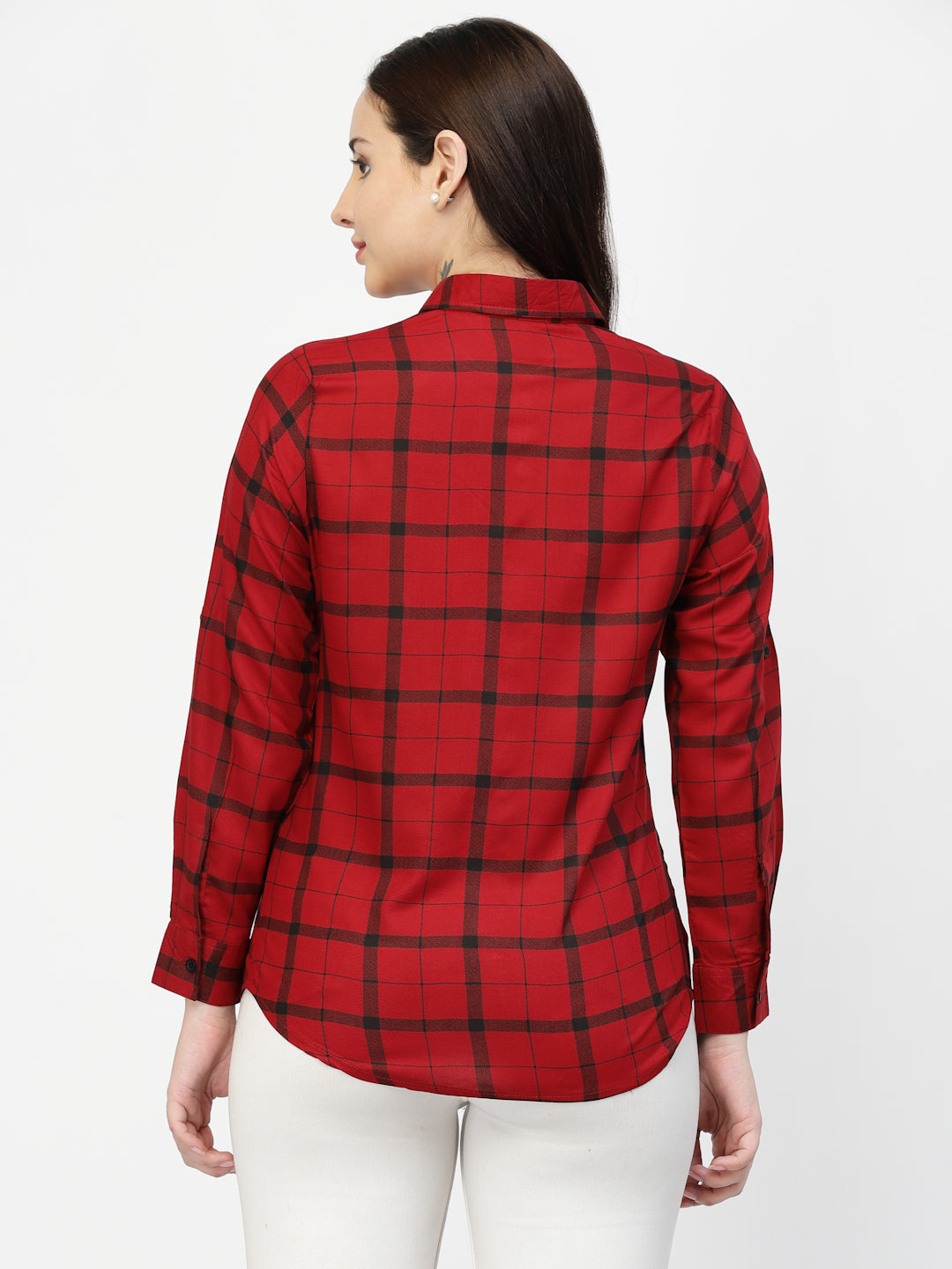 Vastraa Fusion Women's Rayon Checkered Shirt