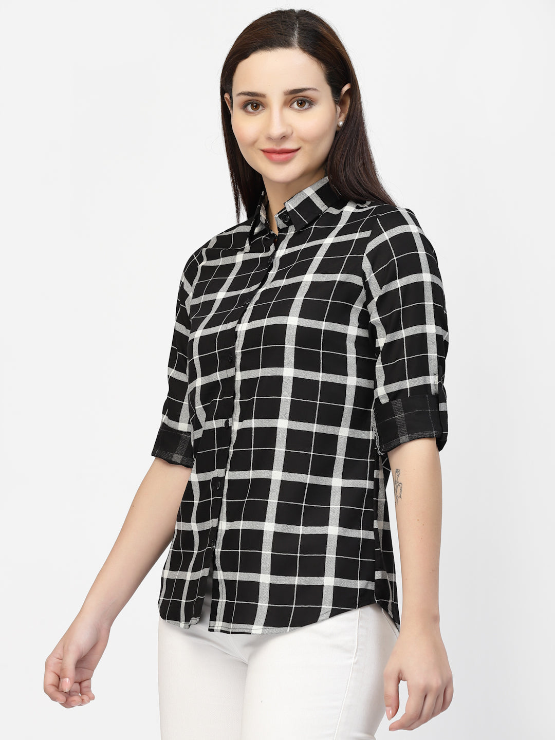 Vastraa Fusion Women's Rayon Checkered Shirt