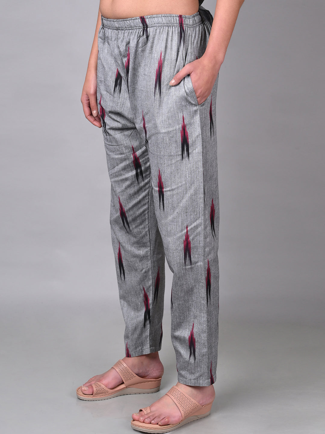 Women's Regular Fit Ikat Pattern Cotton Palazzo