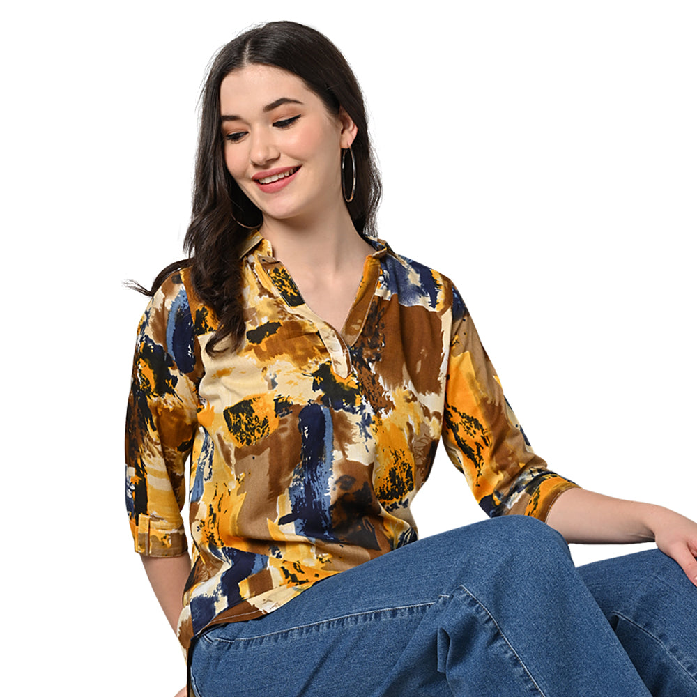 Vastraa Fusion Women's Rayon Festival and Regular Wear Printed Tops