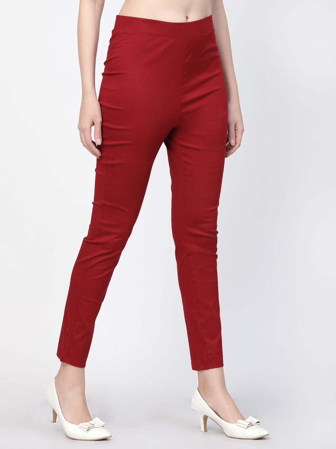 Vastraa Fusion Glamarours Cotton Stretchable Casual Cigarette Lycra Pants for Ladies/Women