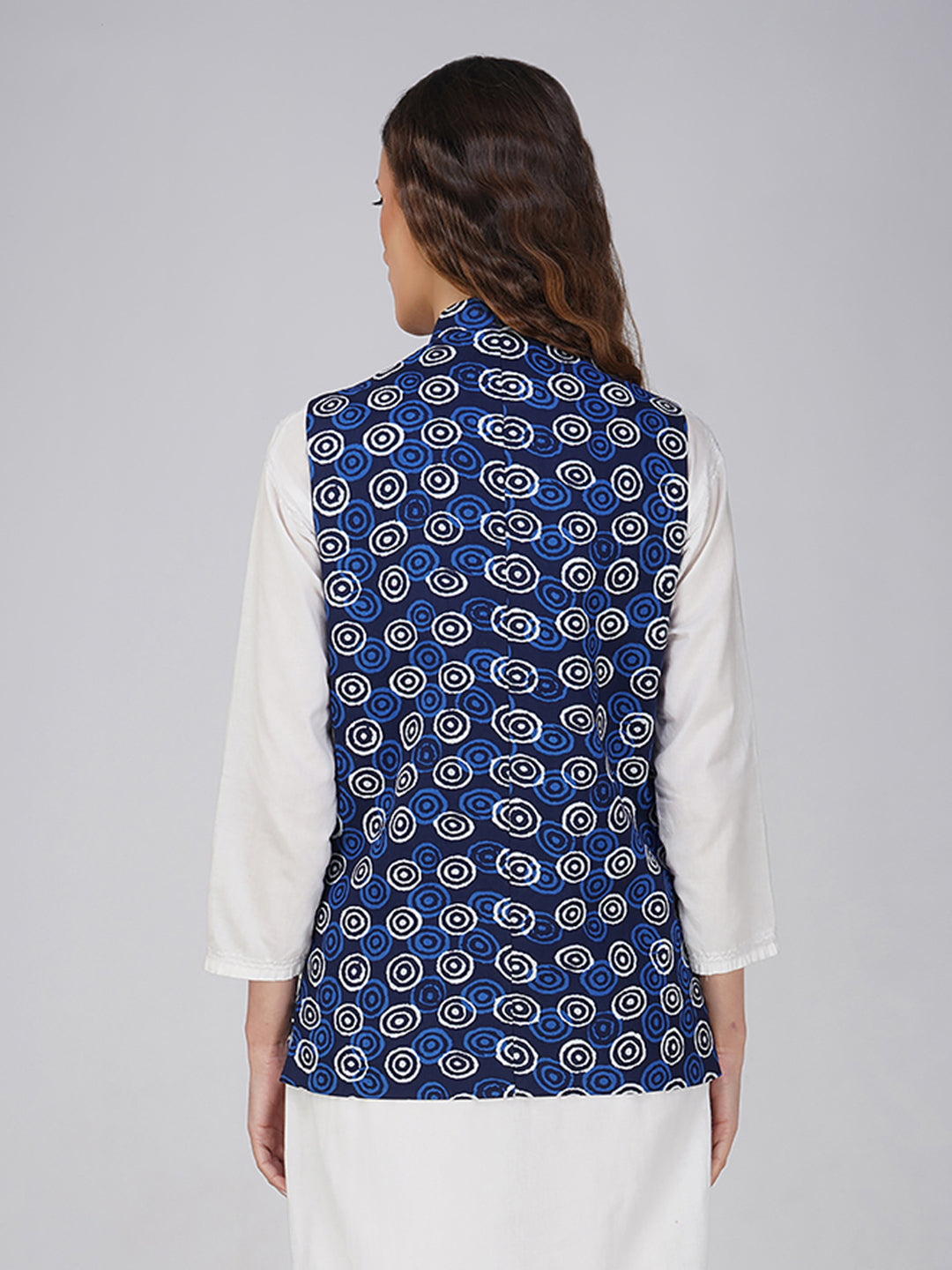 Ladies Modi Jacket / Waistcoat - Printed Look Designer Patterns - Cotton Nehru Jacket