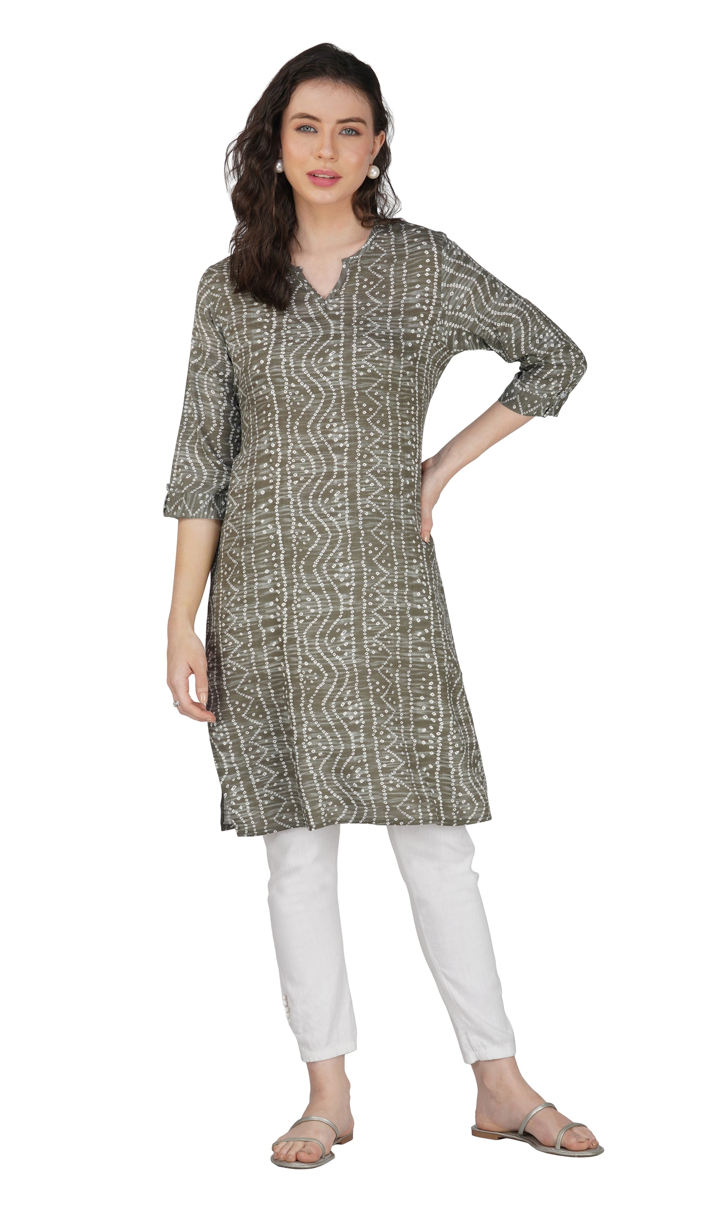 Vastraa Fusion Women's Rayon Festival and Regular Wear Bandhani Kurtis