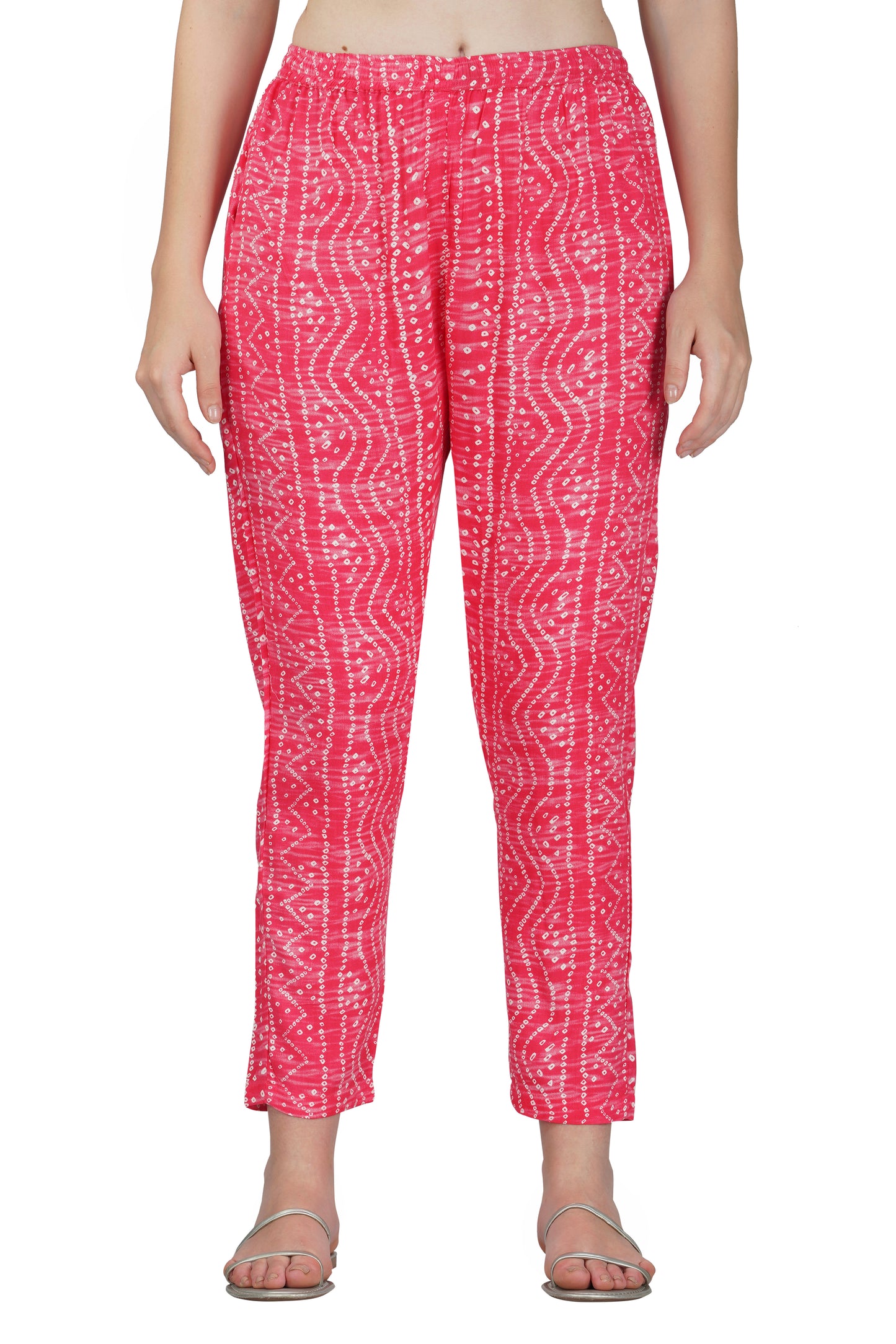 Vastraa Fusion Women's Regular Fit Bandhani Printed Pattern Rayon Palazzo