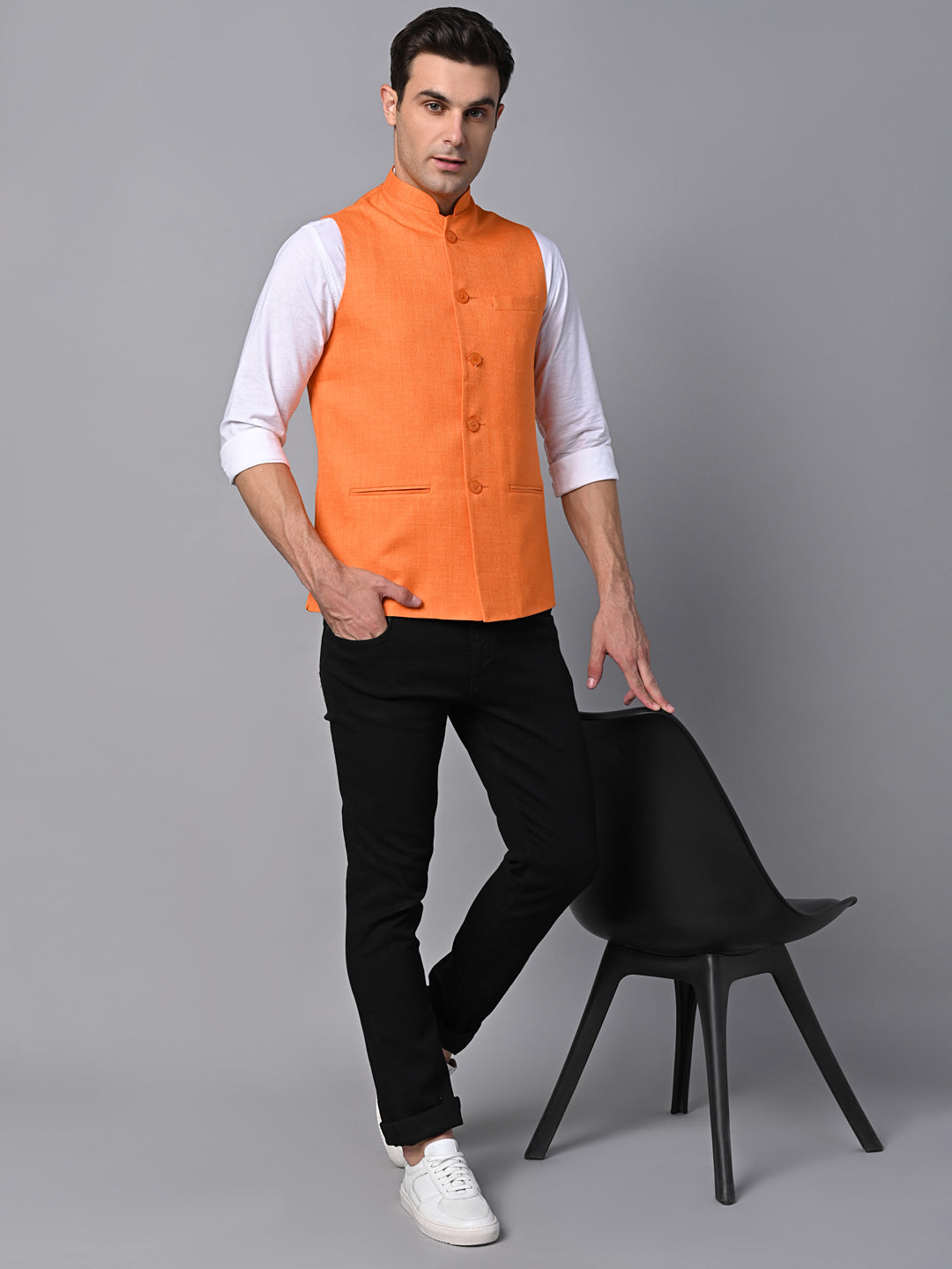 Vastraa Fusion Men's Indian Traditional Cotton Nehru Jacket/Waistcoat