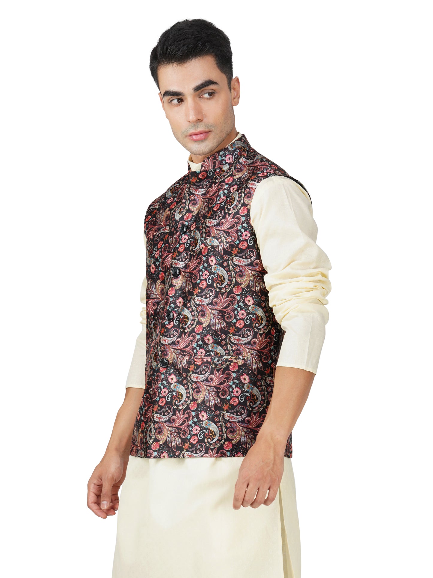 Men's Digital Printed - Mango Silk Nehru Jacket Ladies Modi Jacket / Waistcoat