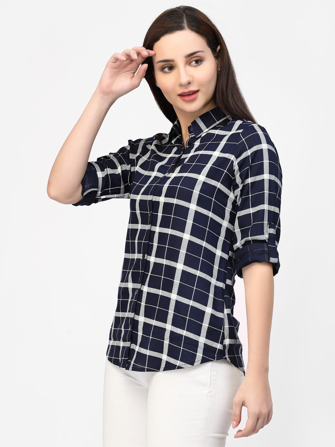 Vastraa Fusion Women's Rayon Checkered Shirt