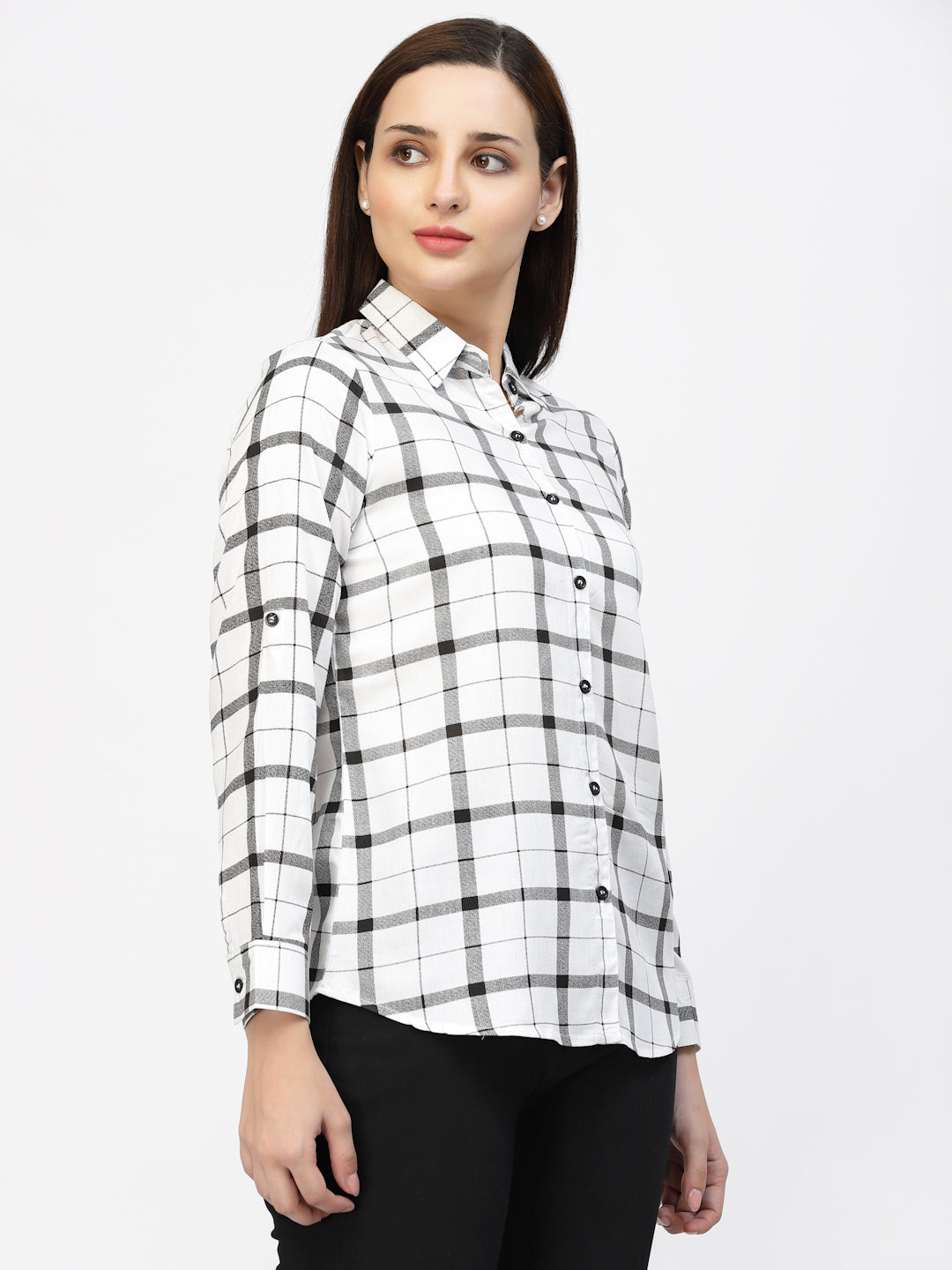 Vastraa Fusion Women's Rayon Checkered Shirt