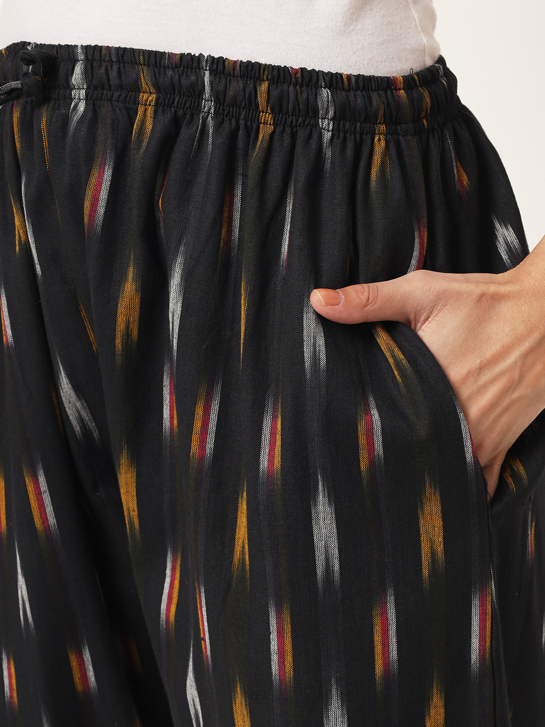 Women's Regular Fit Ikat Pattern Cotton Palazzo