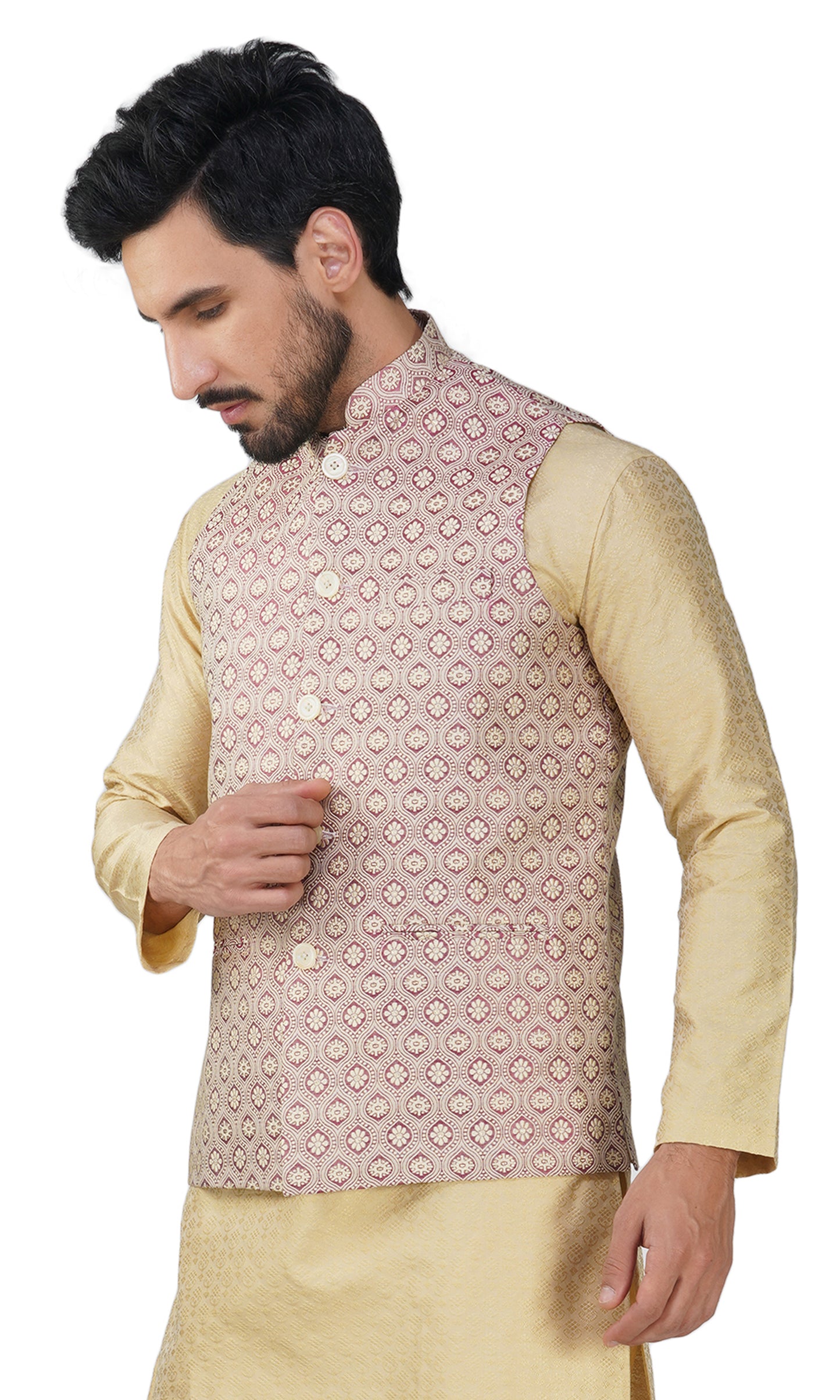 Men's Embroidery Silk Traditional Ethnic Nehru Jacket