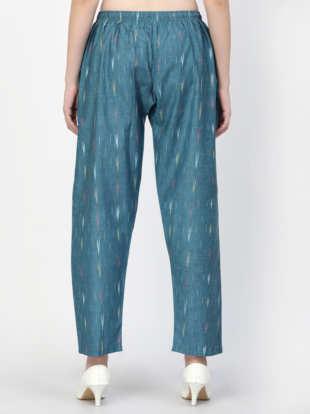 Women's Regular Fit Ikat Pattern Cotton Palazzo