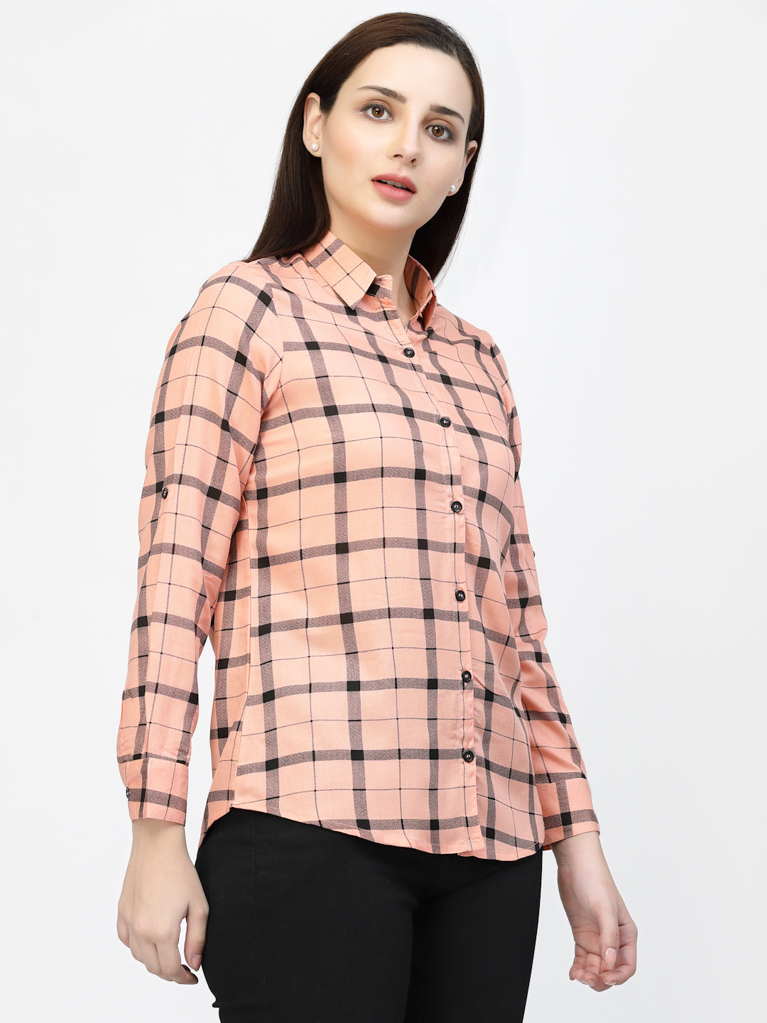 Vastraa Fusion Women's Rayon Checkered Shirt