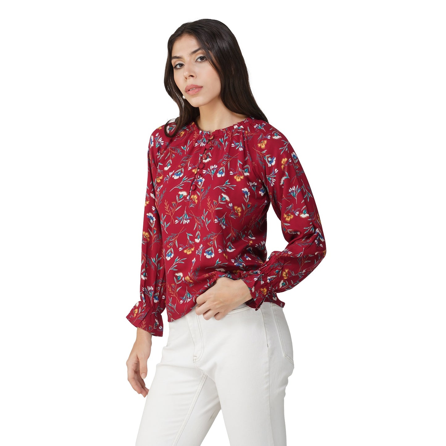 Vastraa Fusion Rayon Printed Regular Fit Tops for Women's