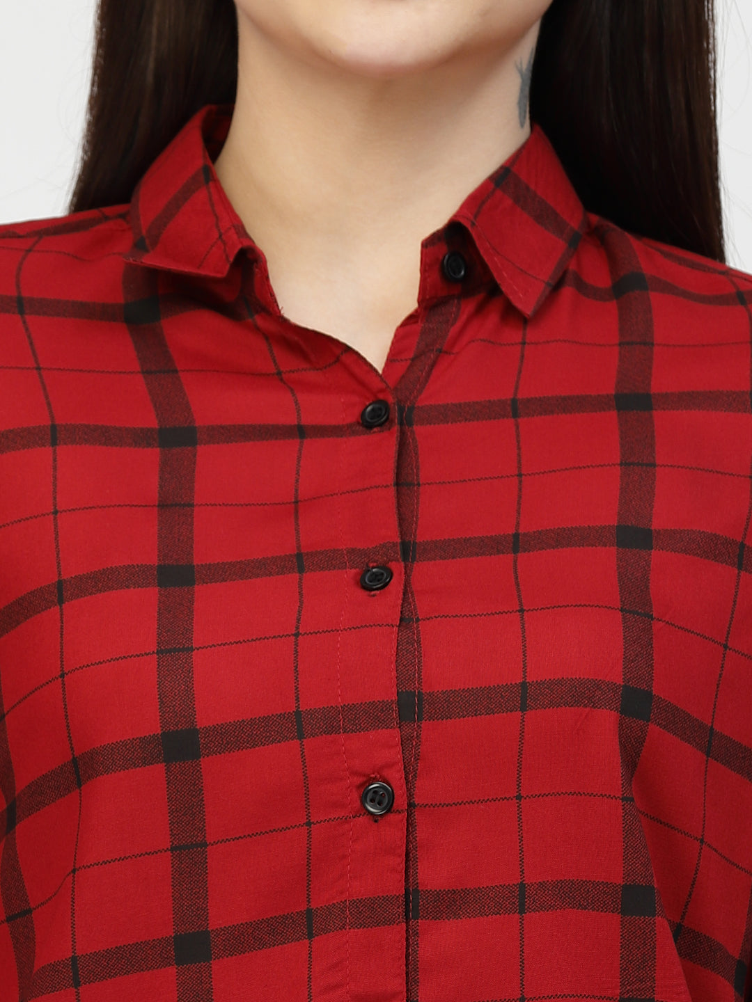 Vastraa Fusion Women's Rayon Checkered Shirt