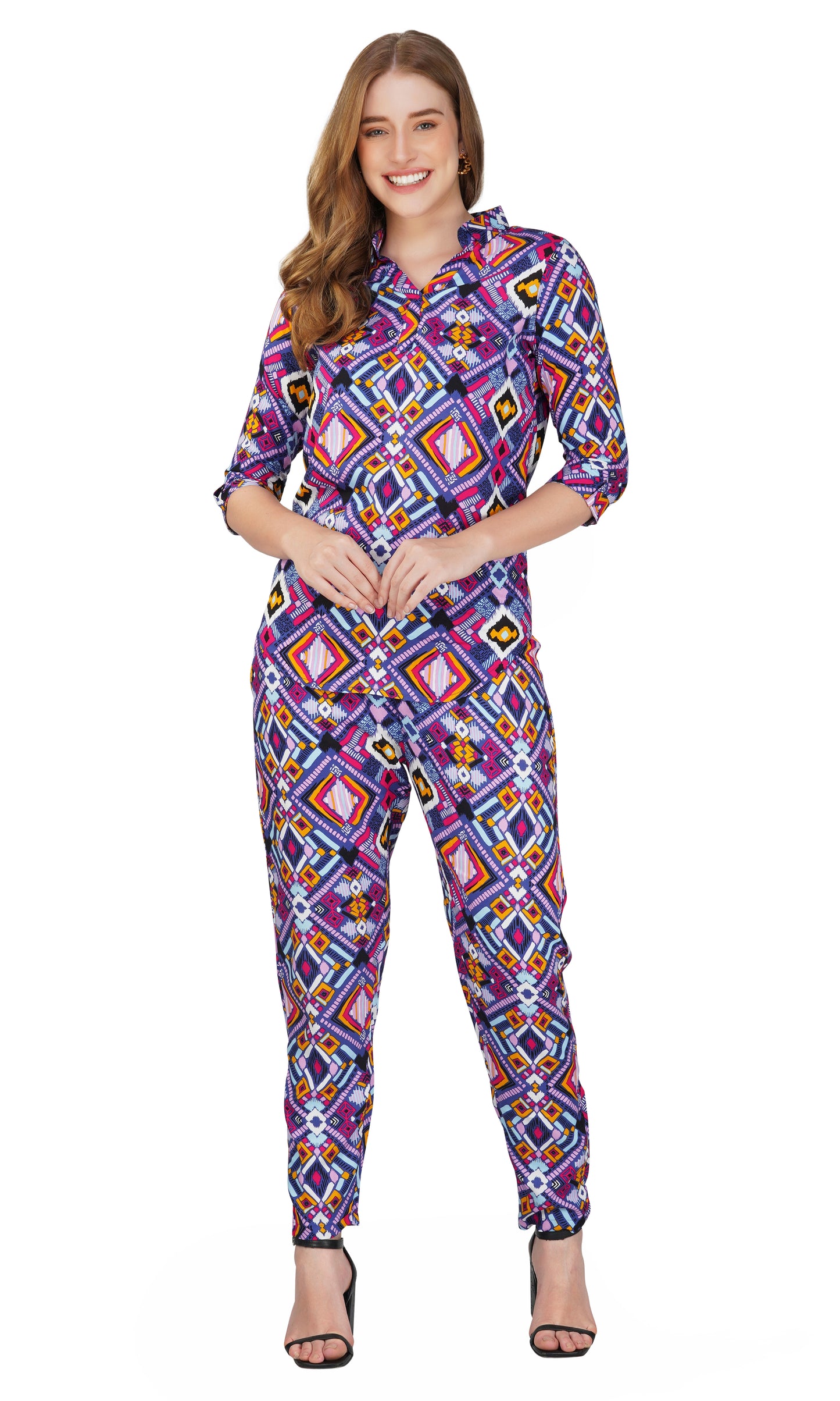 Vastraa Fusion Women Co Ord Set Printed Shirt & Bottom Set for Women Two-Piece Outfit