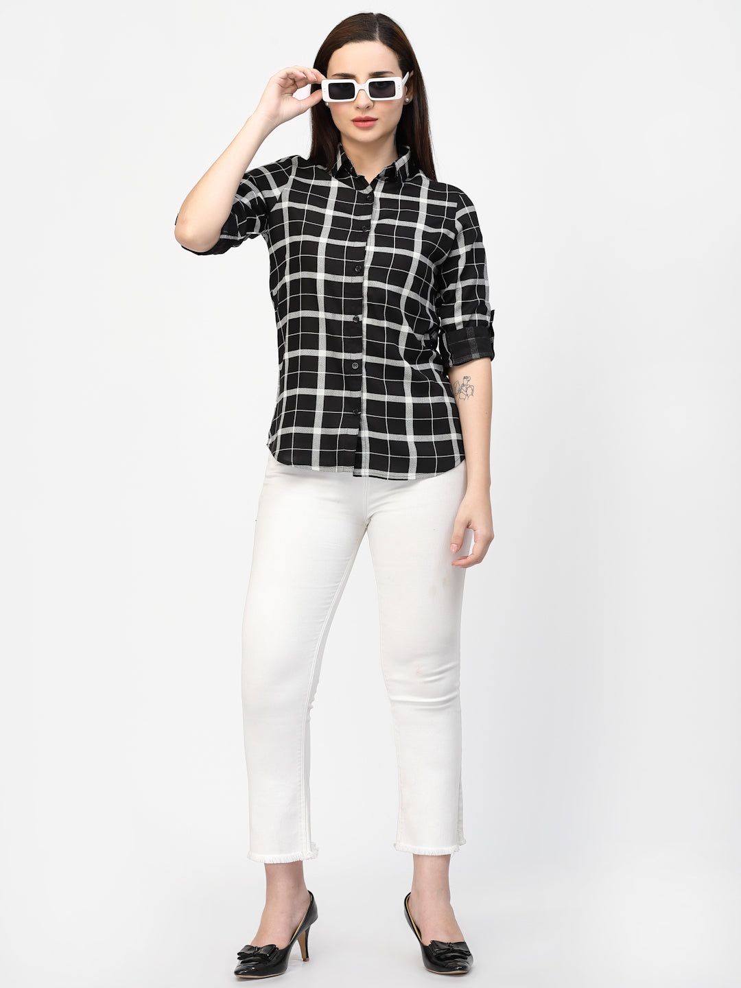 Vastraa Fusion Women's Rayon Checkered Shirt