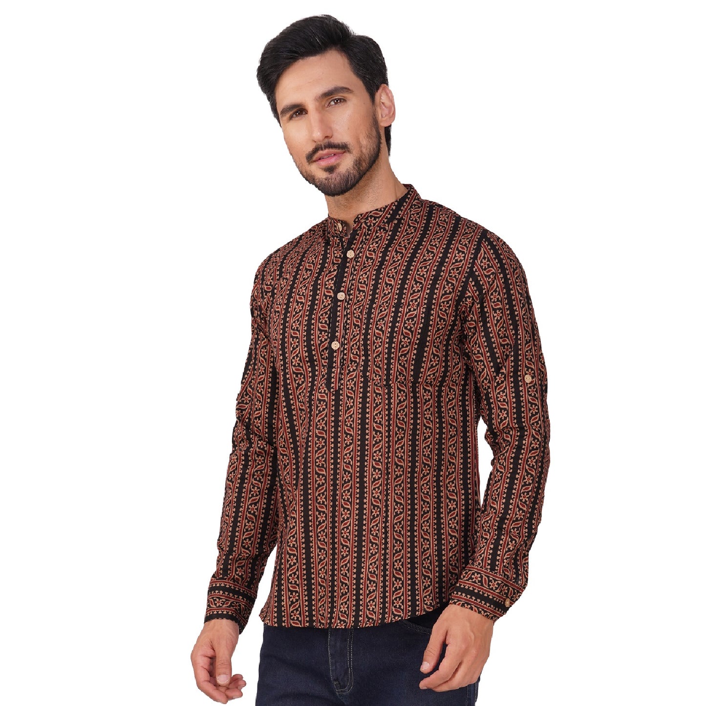 Vastraa Fusion Short Kurta For Men Printed Pattern Look In Short Kurta