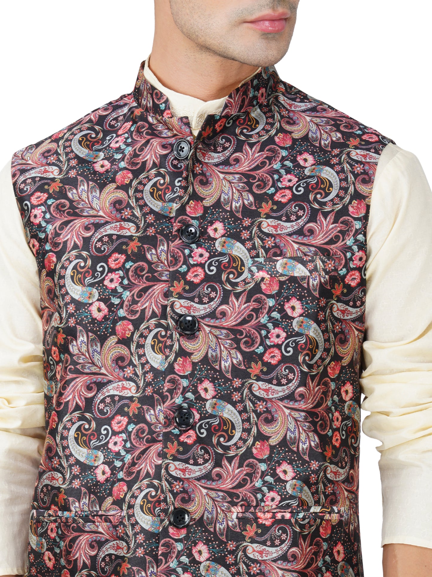 Men's Digital Printed - Mango Silk Nehru Jacket Ladies Modi Jacket / Waistcoat