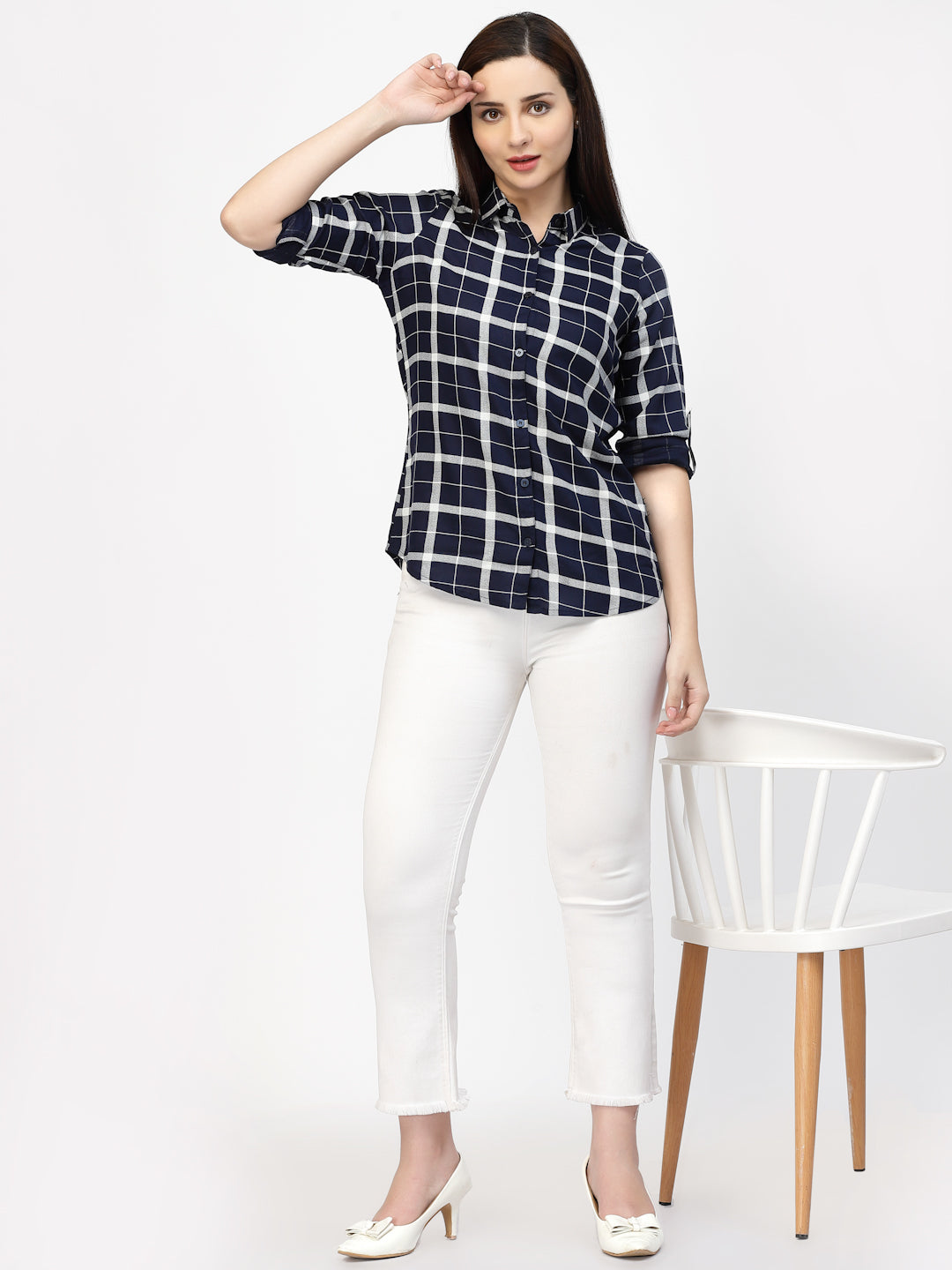 Vastraa Fusion Women's Rayon Checkered Shirt