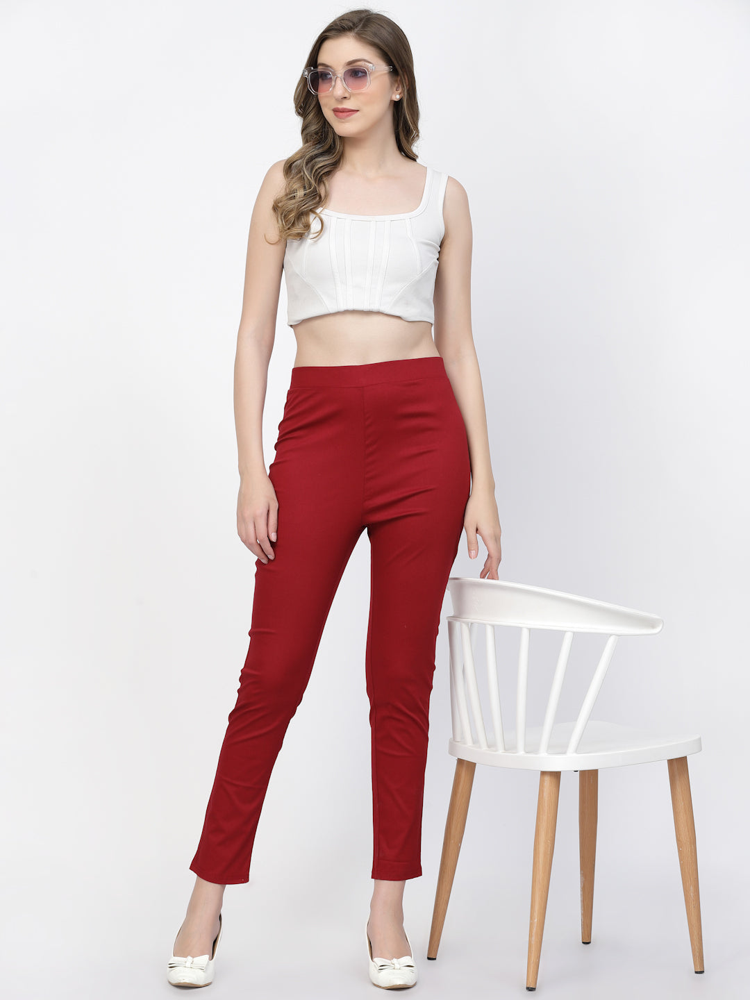 Vastraa Fusion Glamarours Cotton Stretchable Casual Cigarette Lycra Pants for Ladies/Women