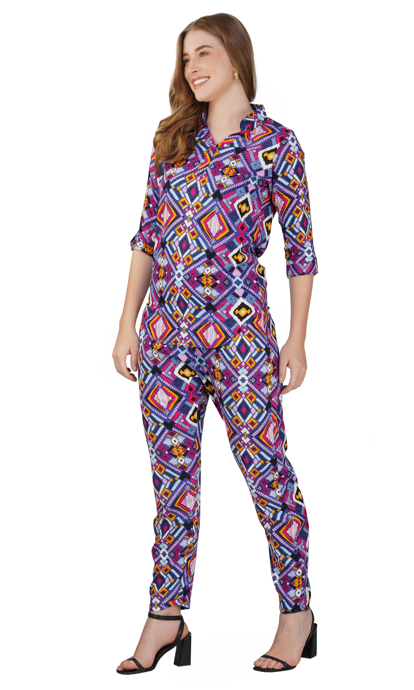 Vastraa Fusion Women Co Ord Set Printed Shirt & Bottom Set for Women Two-Piece Outfit