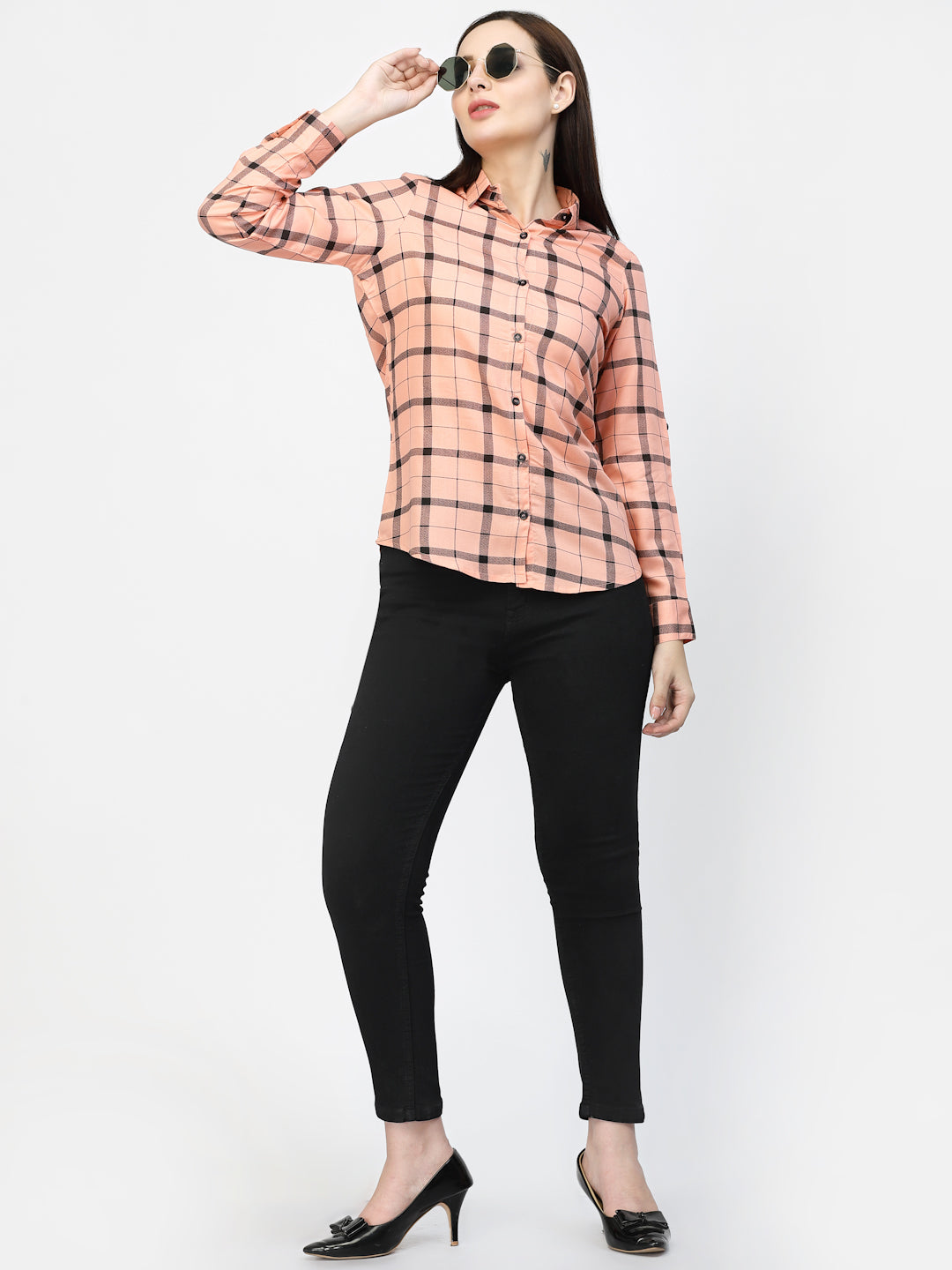 Vastraa Fusion Women's Rayon Checkered Shirt