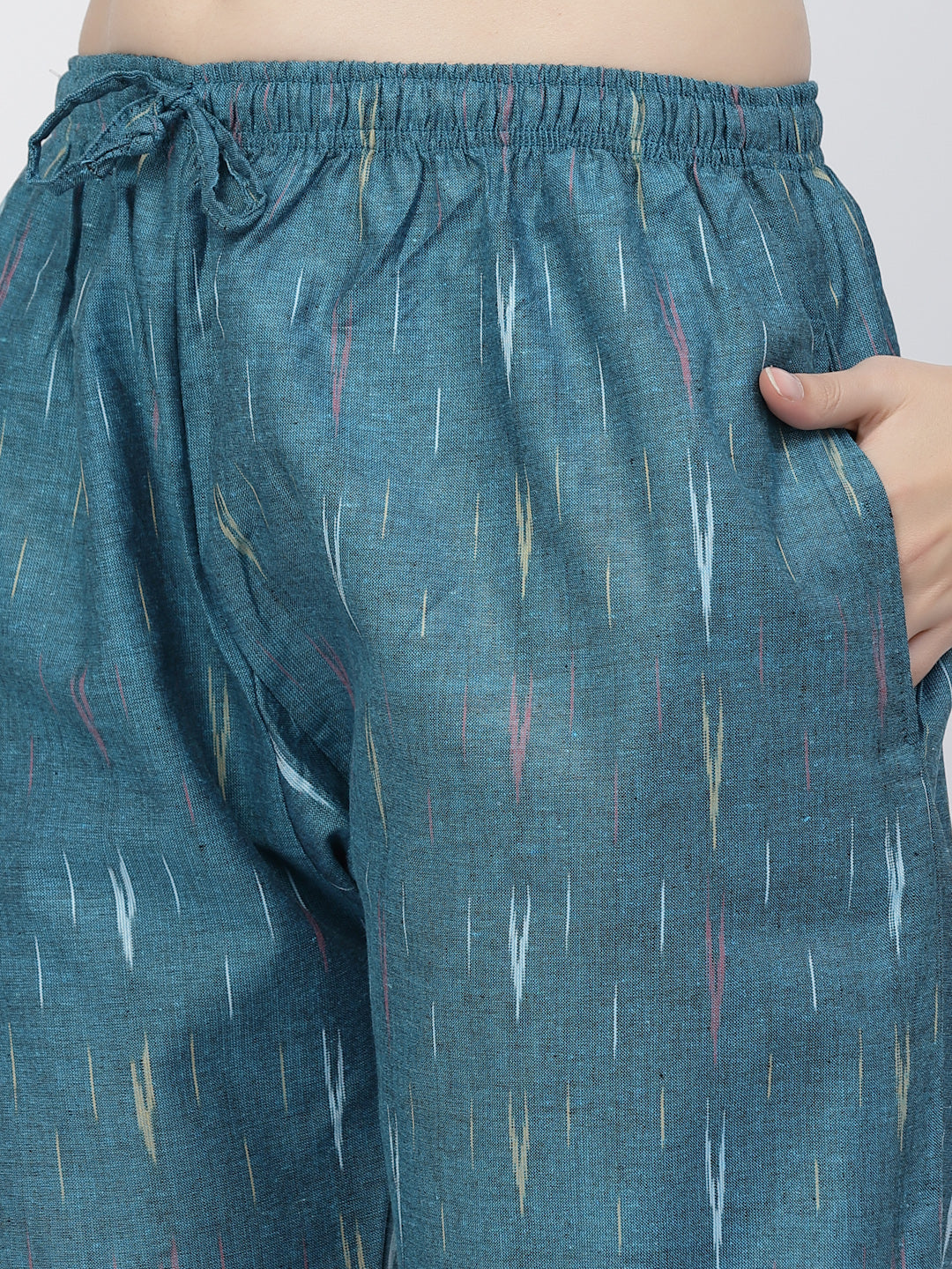 Women's Regular Fit Ikat Pattern Cotton Palazzo