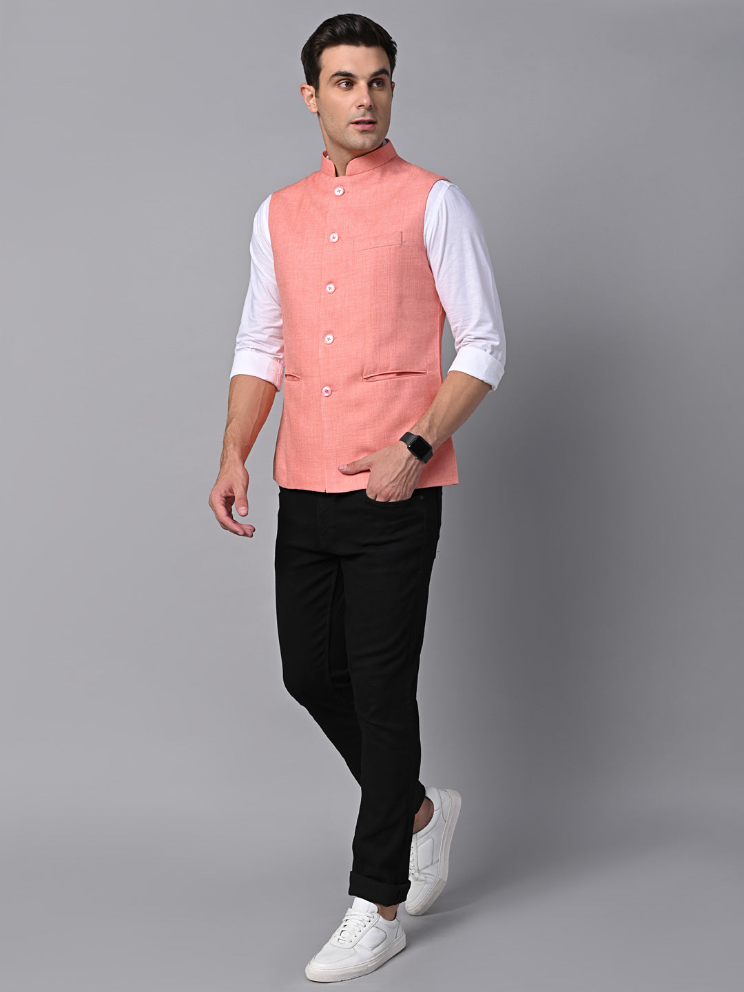 Vastraa Fusion Men's Indian Traditional Cotton Nehru Jacket/Waistcoat