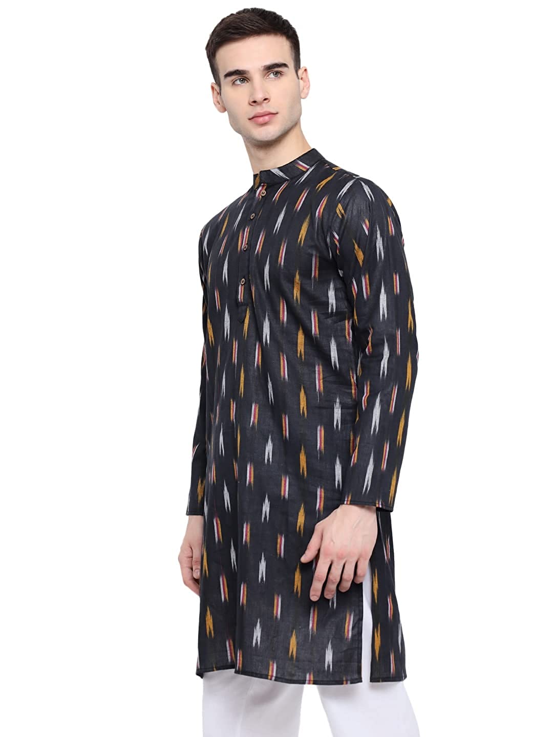 Kurta For Men South Cotton Khadi Look in Mix Ikkat Patterns Kurta