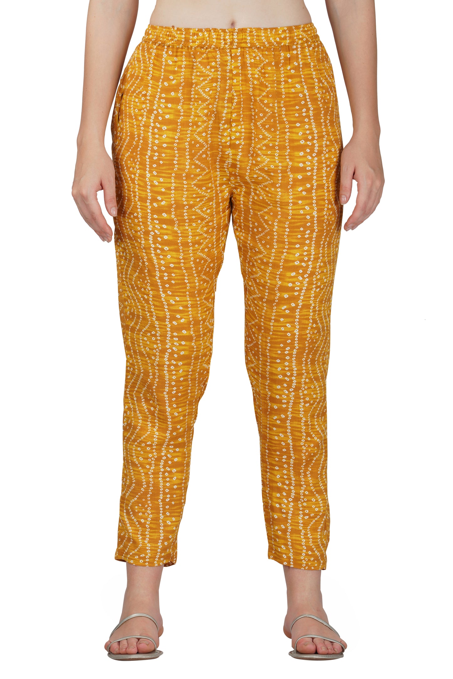 Vastraa Fusion Women's Regular Fit Bandhani Printed Pattern Rayon Palazzo
