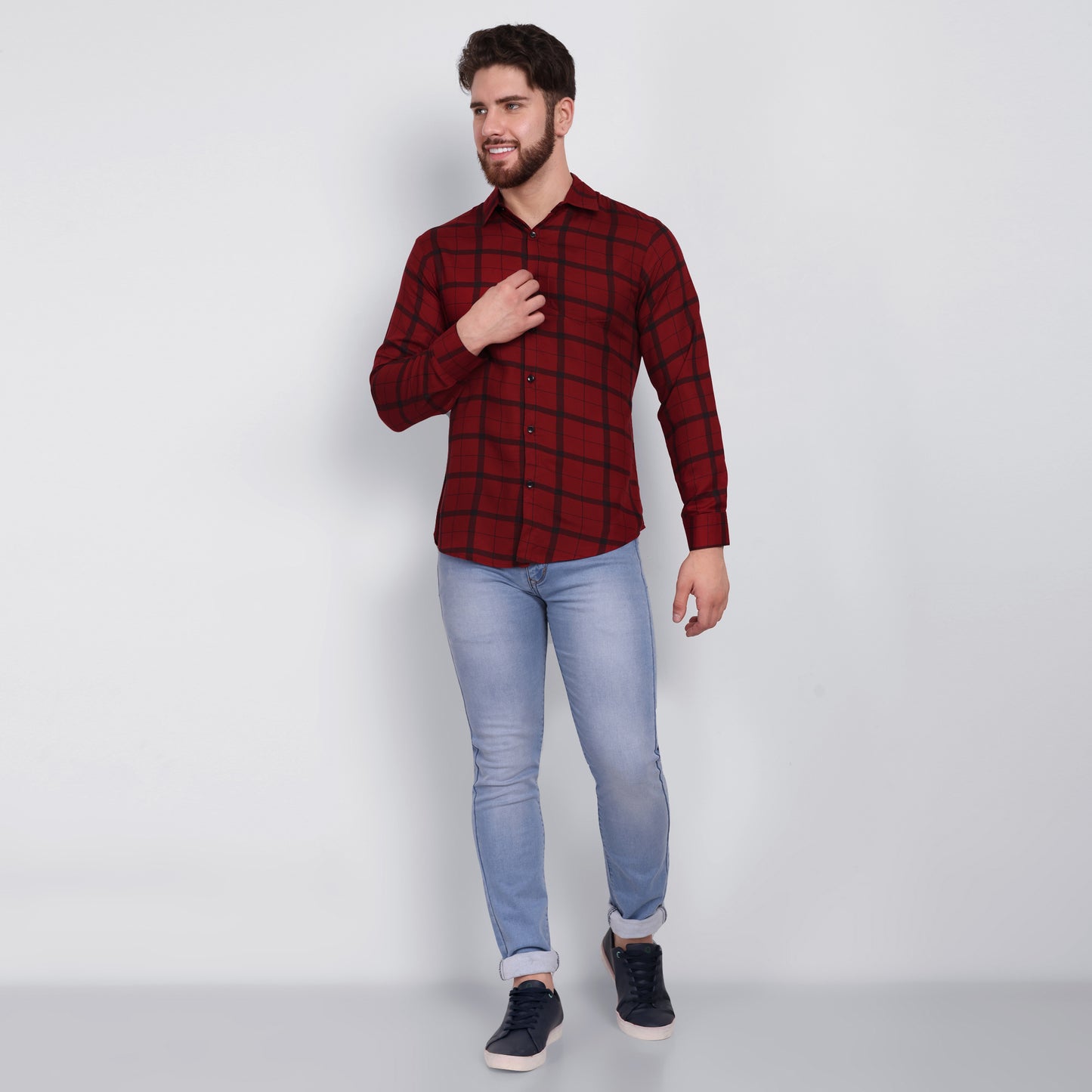 Vastraa Fusion Men's Rayon Checkered Shirt